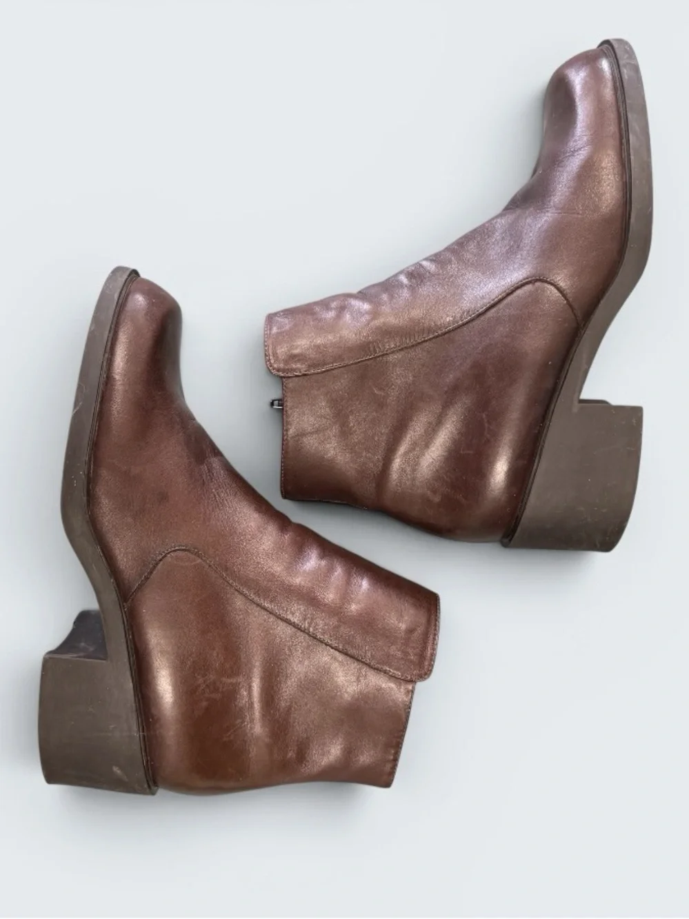 Bandolino Dark Brown Zip Up Leather Ankle Booties Size 8.5